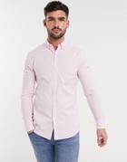 New Look Long Sleeve Muscle Fit Oxford Shirt In Pink