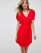 Asos Mini Tea Dress With Elasticated Waist - Red