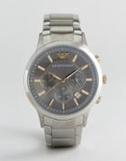 Emporio Armani Ar11047 Chronograph Bracelet Watch In Silver 43mm - Silver