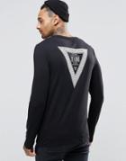 Asos Muscle Long Sleeve T-shirt With Back Print - Black