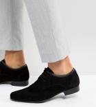 Asos Wide Fit Brogue Shoes In Black Suede - Black