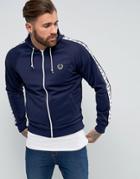 Fred Perry Sports Authentic Hooded Taped Track Jacket In Navy - Navy