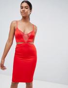 Missguided Strappy Midi Dress - Red