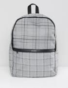 Asos Design Backpack In Gray Check Print - Gray
