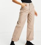 Asos Design Petite Slouchy Chino Pants In Stone-neutral