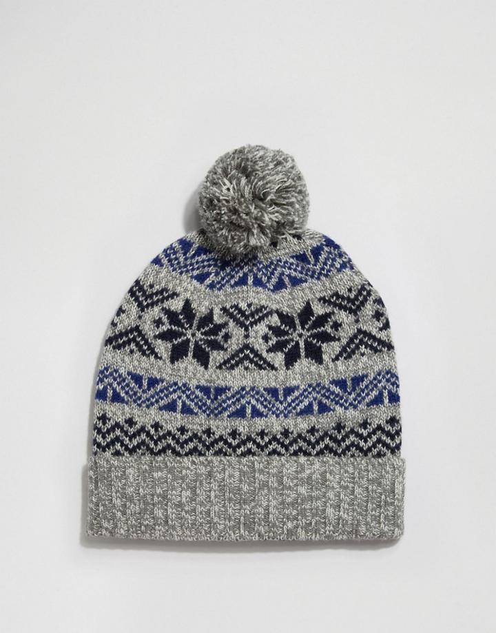 Selected Elias Bobble Hat - Gray