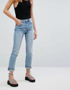 Weekday Seattle High Waist Mom Jeans With Organic Cotton In Light Blue - Blue