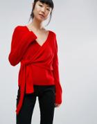 Asos Sweater With Wrap And Tie - Red