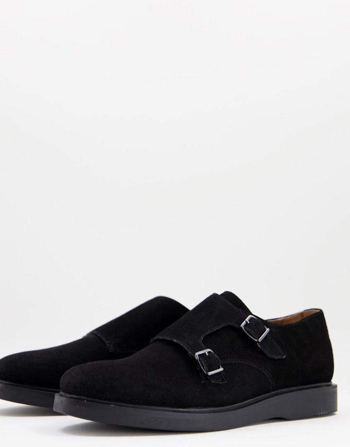 H By Hudson Calverson Monk Shoes In Black Leather