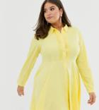 Unique21 Hero Pleated Front Shirt Dress - Yellow