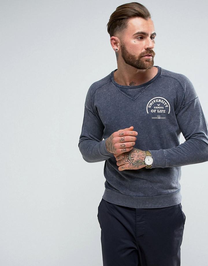 Gandys Sweatshirt With Collegiate Print - Navy