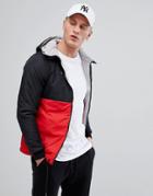 Pull & Bear Reversible Color Block Jacket In Black And Red - Red
