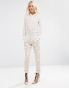 Needle & Thread Floral Lace Overalls - Rose Beige