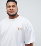 Asos Design Plus Oversized T-shirt With Rainbow Nope Chest Embroidery - White