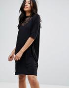 Y.a.s Busy Lace High Neck Shift Dress-black