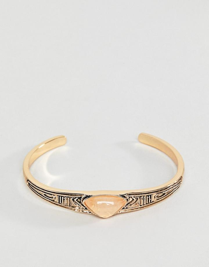 Asos Engraved Stone Bracelet - Gold