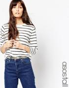 Asos Tall Top In Stripe With Long Sleeves