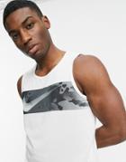 Nike Training Camo Panel Tank In White