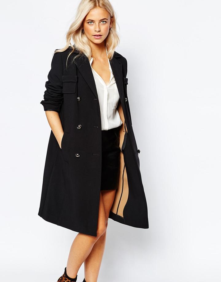 Oasis Military Bonded Coat - Black