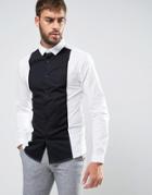 Asos Skinny Shirt With Square Cut And Sew - White