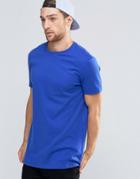Asos Longline T-shirt With Crew Neck In Blue - Blue