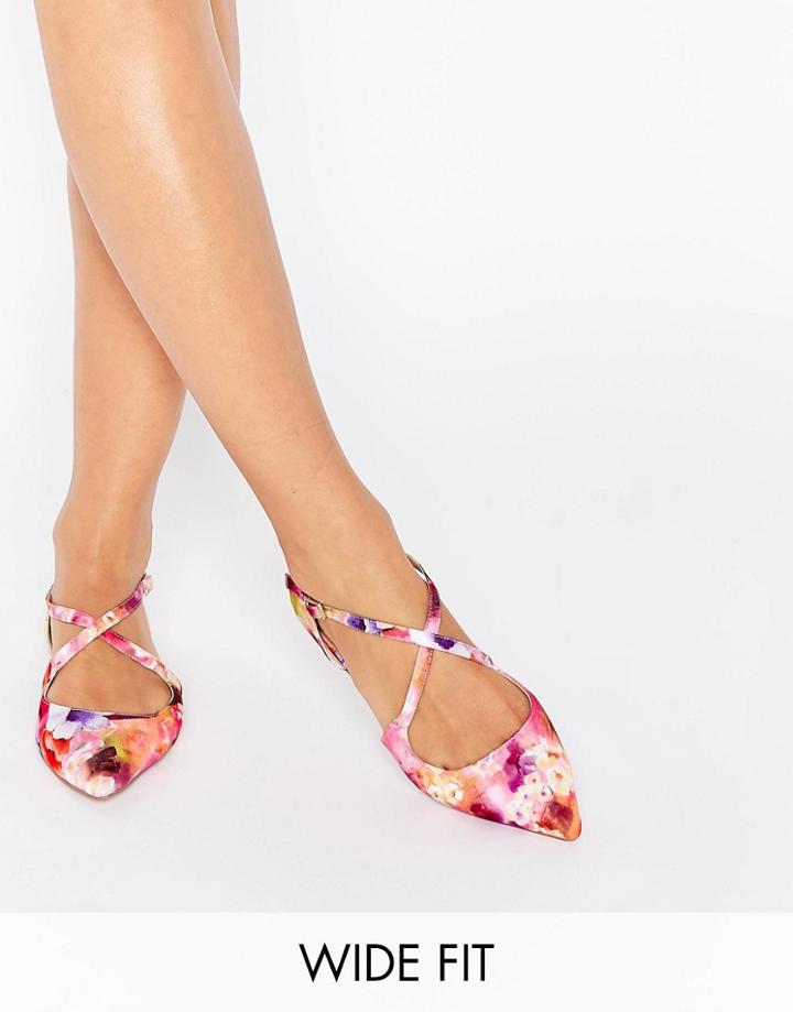 Asos Live For The Moment Wide Fit Ballet Flats - Floral