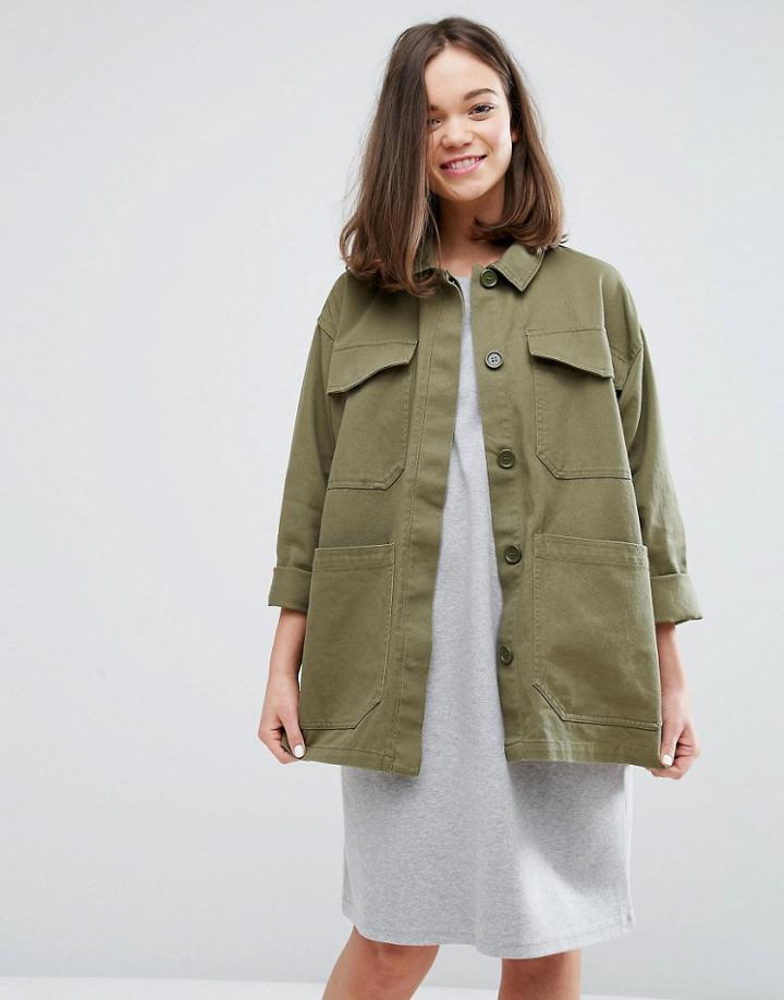 Monki Utility Jacket - Green