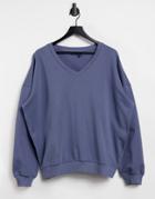 Asos Design Oversized Sweatshirt With Drop V Neck In Shark Gray-grey