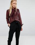Newlily Pussy Bow Blouse In Heart Print - Multi