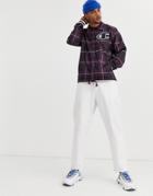 Champion Coaches Jacket With Ribbed Cuffs In Plaid Purple