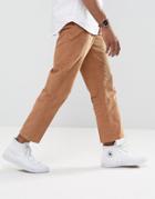 Asos Straight Crop Smart Pants In Tan Cord - Brown