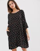 Monki Horse Print Mini Smock Dress In Black - Black