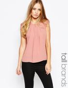 Y.a.s Tall Lace Insert Woven Top - Pink