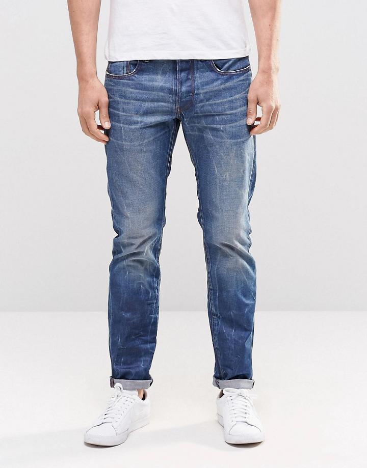 G Star Jeans 3301 Slim Medium Aged Denim - Navy