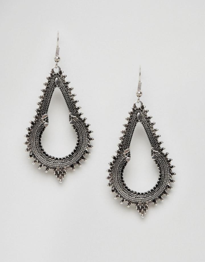 Designb London Statement Cut Out Shape Earrings - Silver