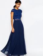 Asos Crop Top Lace Maxi Dress - Navy