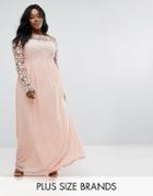 Club L Plus Lace Bodice Maxi Dress - Pink