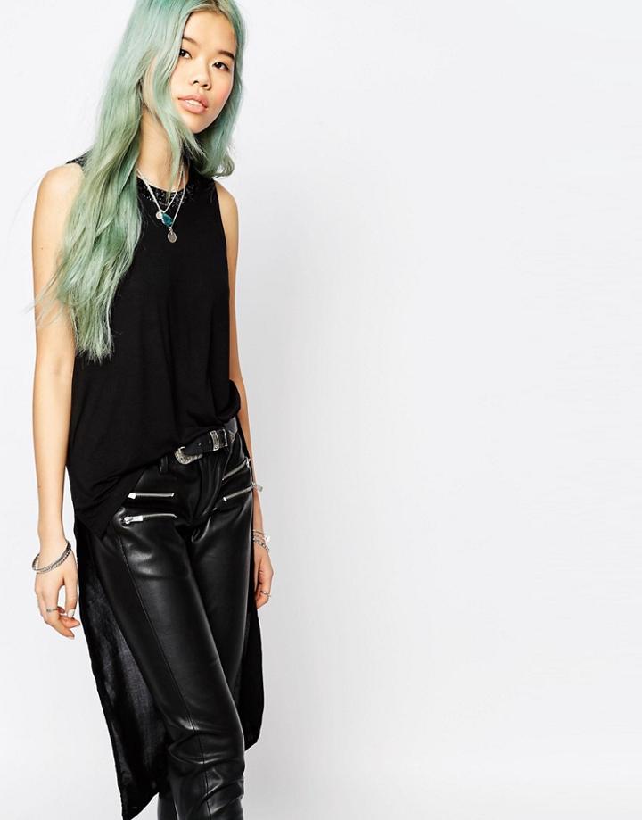 Religion Embellished Hi-low Top - Black