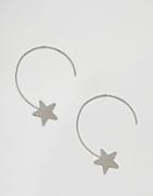 Nylon Hoop Earrings With Star Detail - Silver