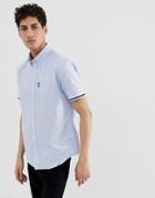 Ben Sherman Short Sleeved Shirt With Ribbed Cuff-blue