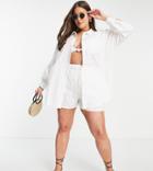 Asos Design Curve Oversized Natural Beach Shirt In White