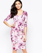 City Goddess Midi Dress In Orchid Print - Purple