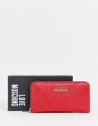Love Moschino Embossed Ladies' Wallet In Red - Red