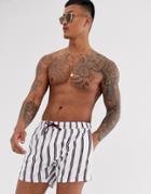 Asos Design Swim Shorts With Burgundy Stripe Short Length-multi