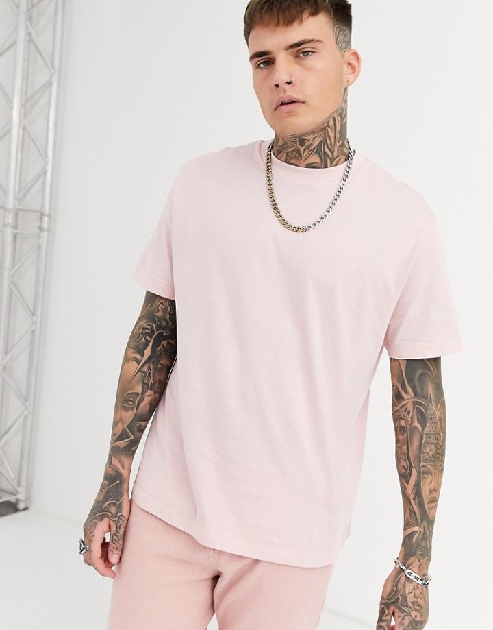 Asos Design Organic Relaxed T-shirt With Crew Neck In Pink