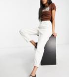 Topshop Petite Mom Cotton Jean In Off White - White