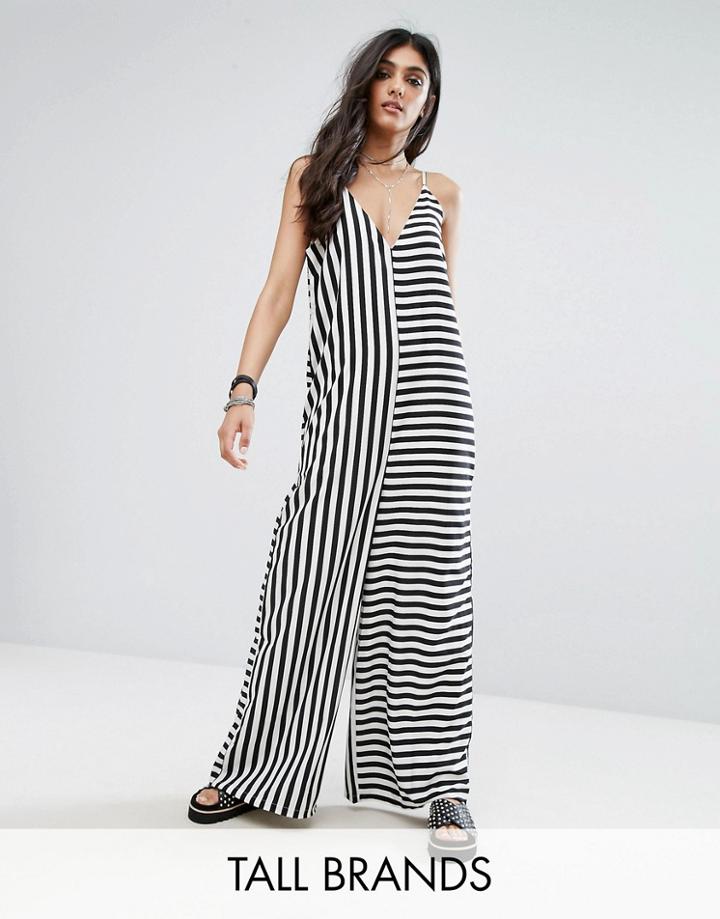Noisy May Tall Stripe Contrast Jumpsuit - Multi