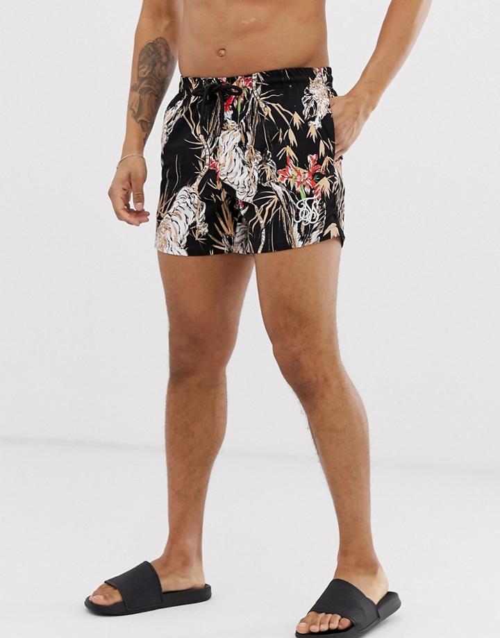 Siksilk Two-piece Printed Swim Shorts In Black - Black
