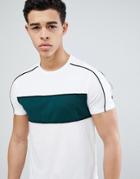 Asos Design T-shirt With Color Blocking And Piping - White