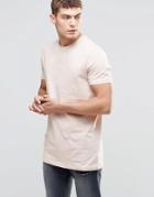 Asos Longline T-shirt With Crew Neck In Pink - Pink